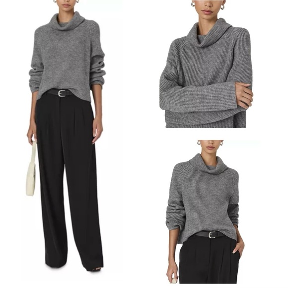 French Cinnection Mersai Cowl Neck Women's Gray Turtleneck Sweater sie L - Picture 1 of 13
